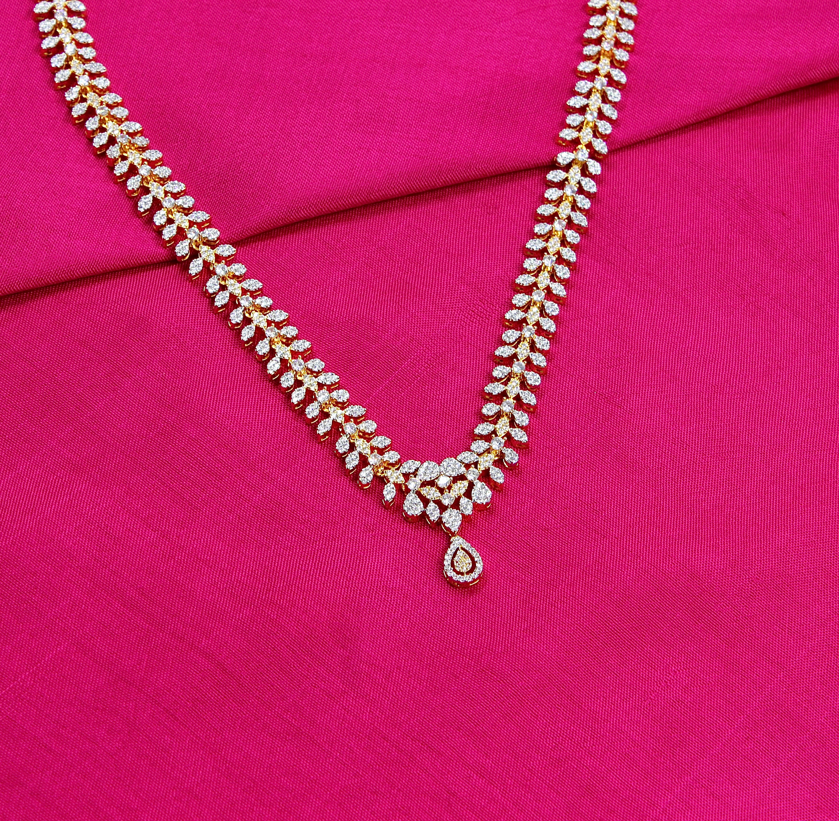Tanvika – Delicate Leafline American Diamond Necklace Set