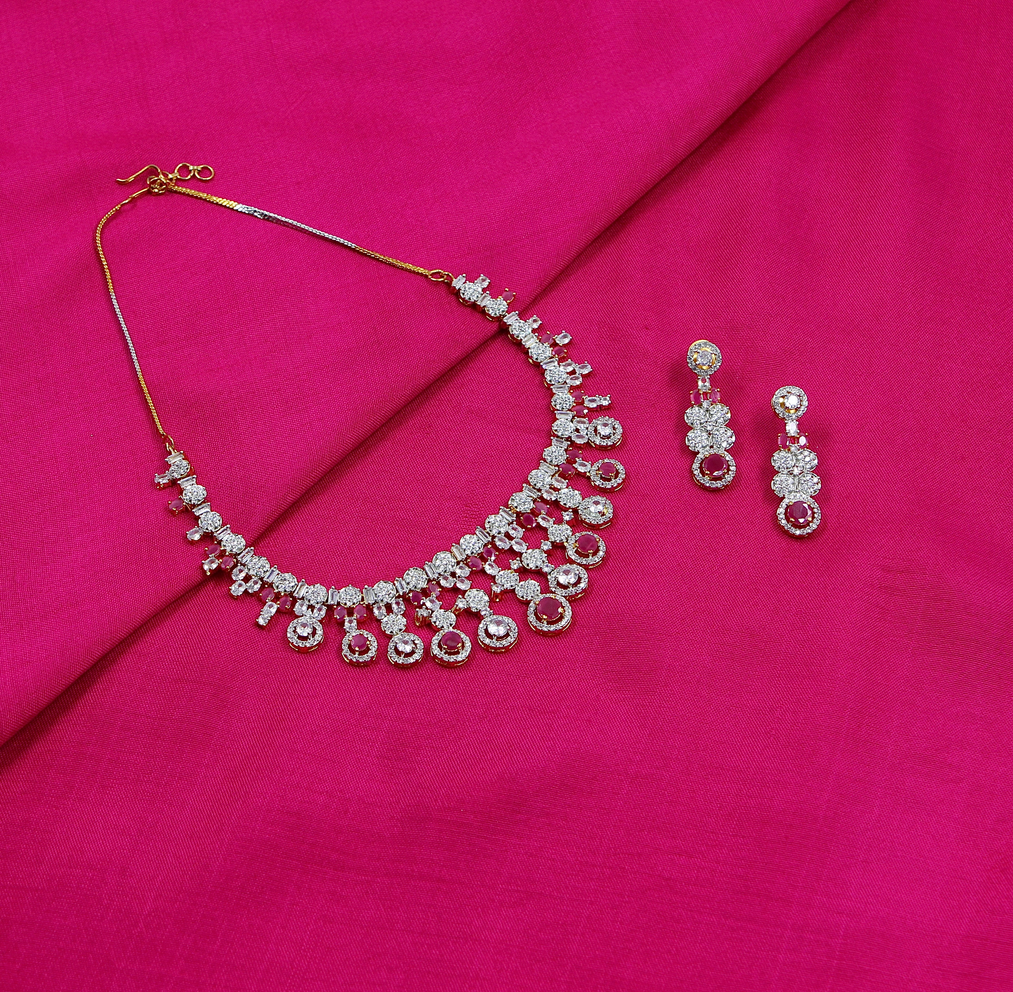 Aashni – Ruby Charm American Diamond Necklace Set