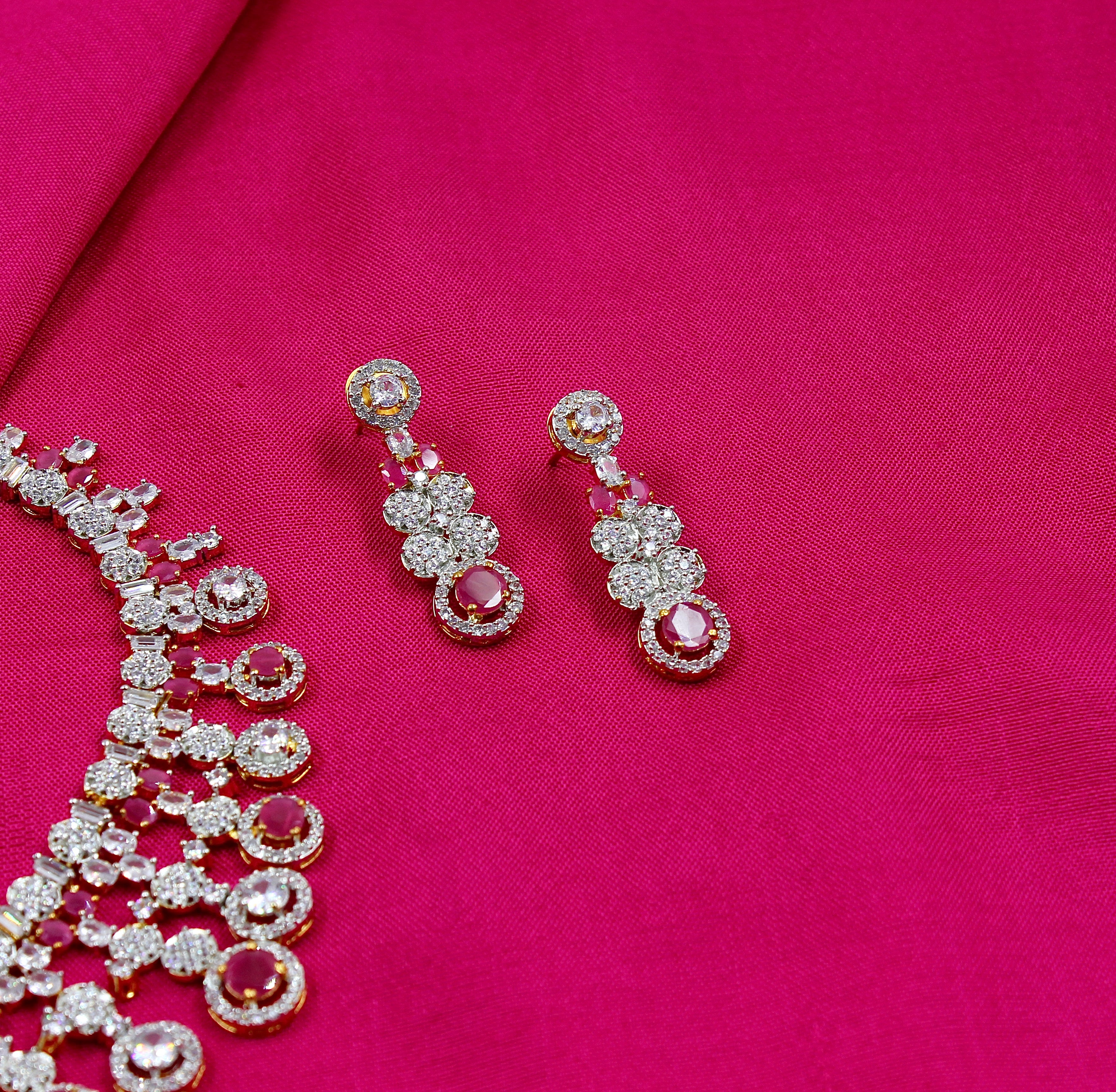 Aashni – Ruby Charm American Diamond Necklace Set