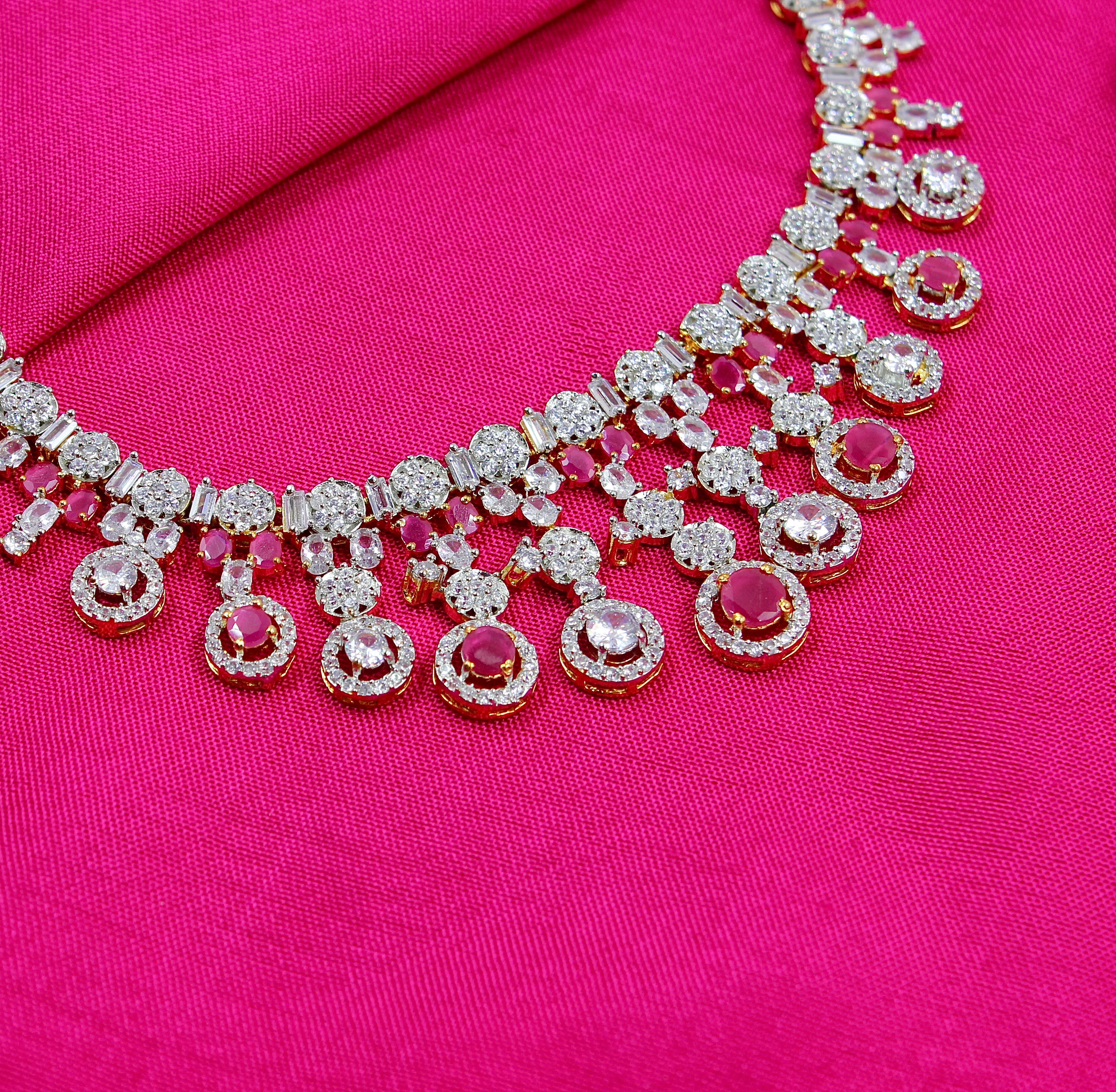 Aashni – Ruby Charm American Diamond Necklace Set