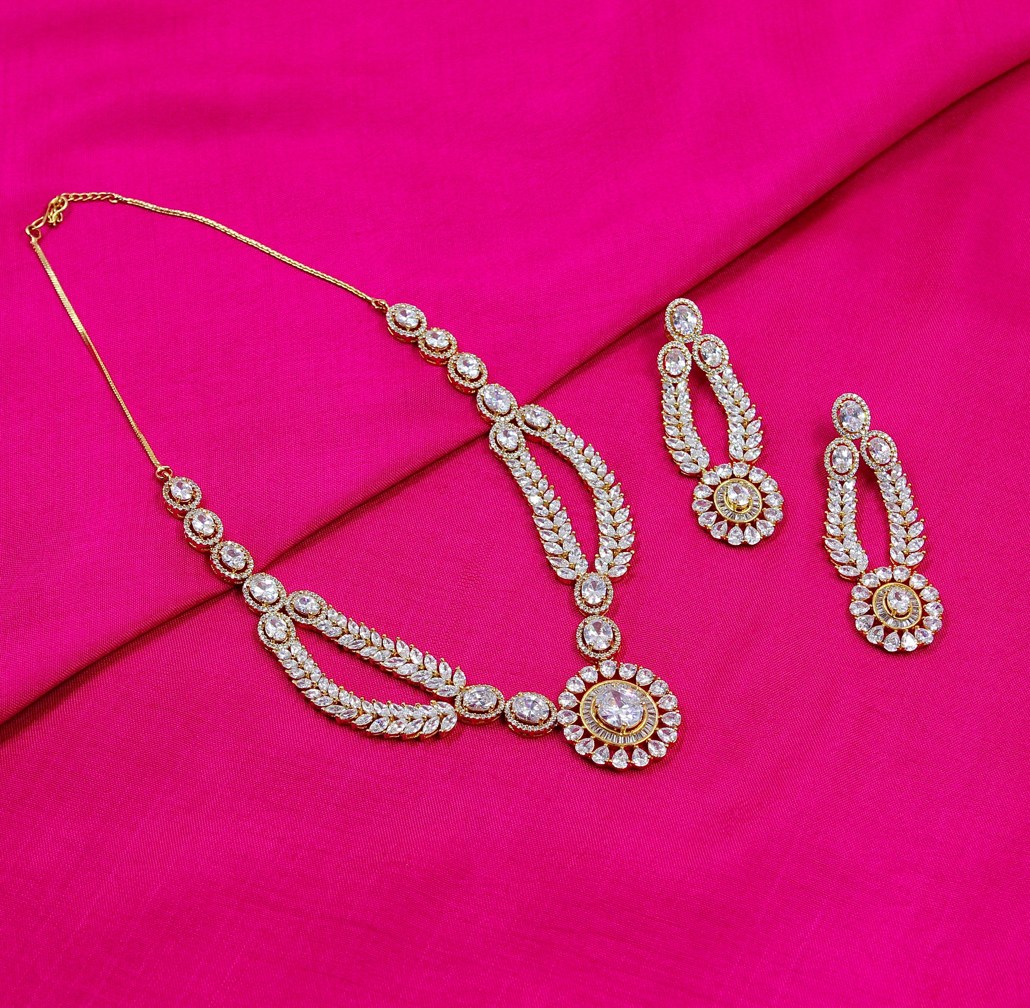 Myra – Regal Gleam American Diamond Necklace Set
