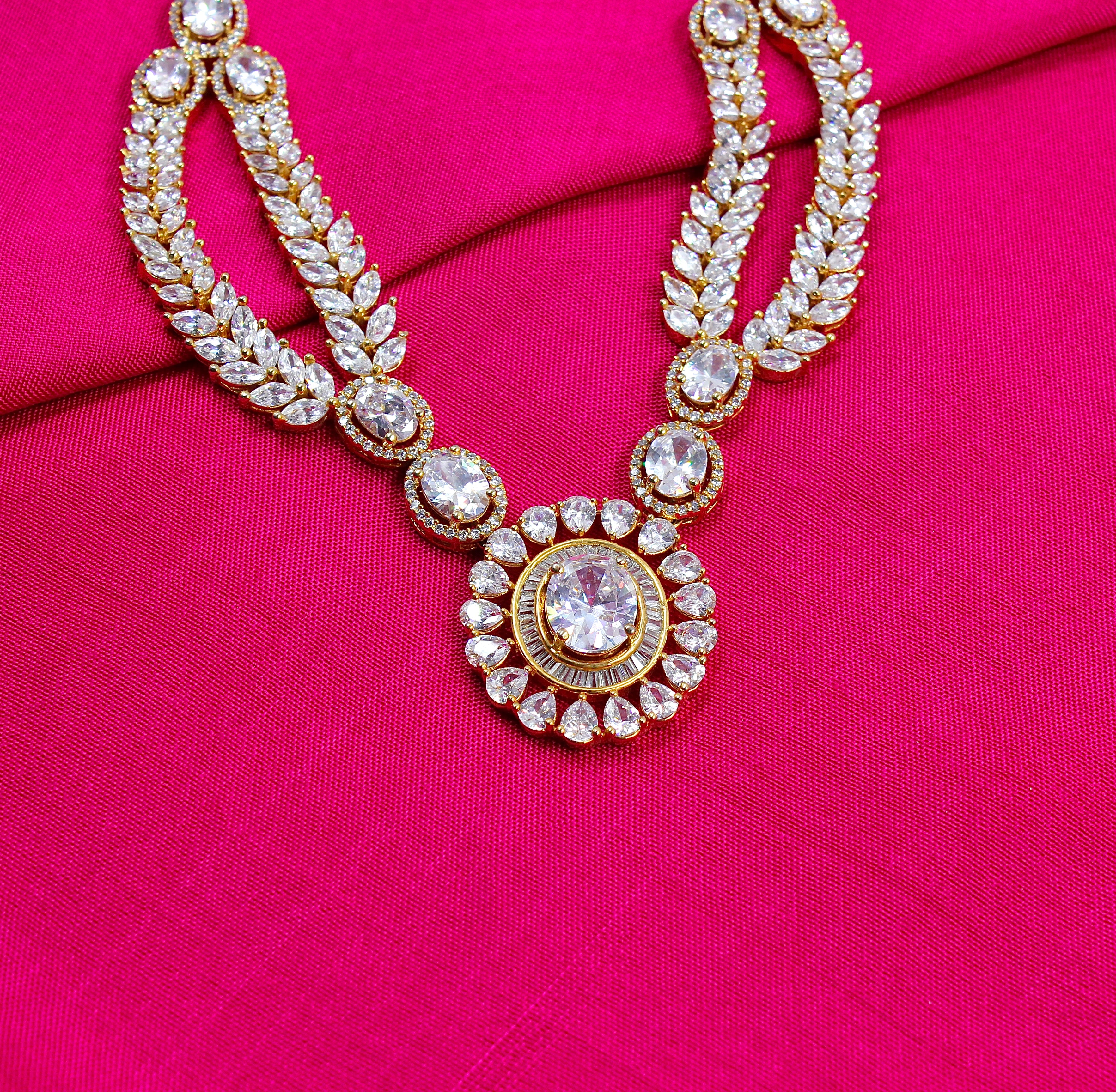 Myra – Regal Gleam American Diamond Necklace Set