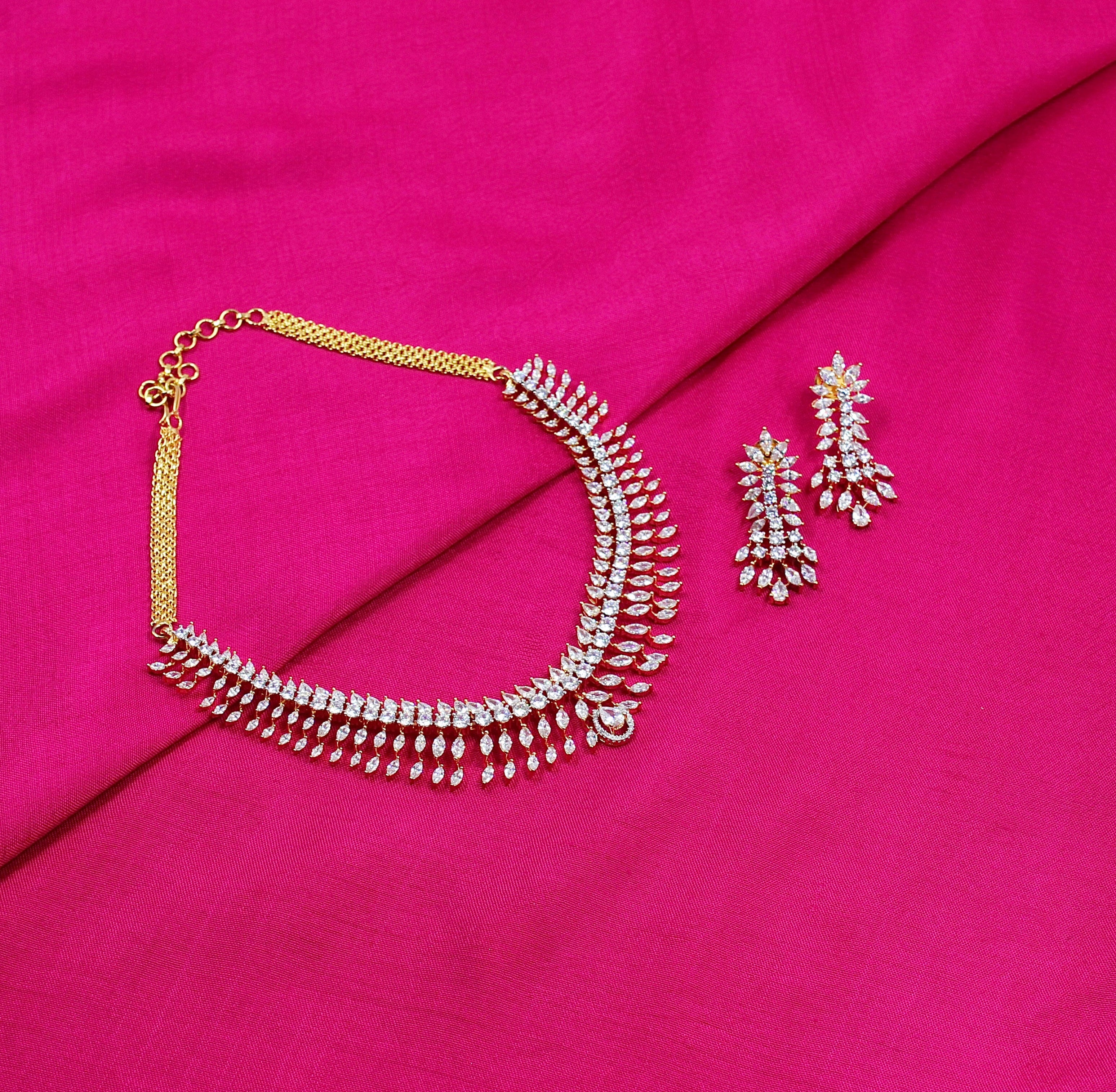 Keya – Cascading Radiance American Diamond Necklace Set