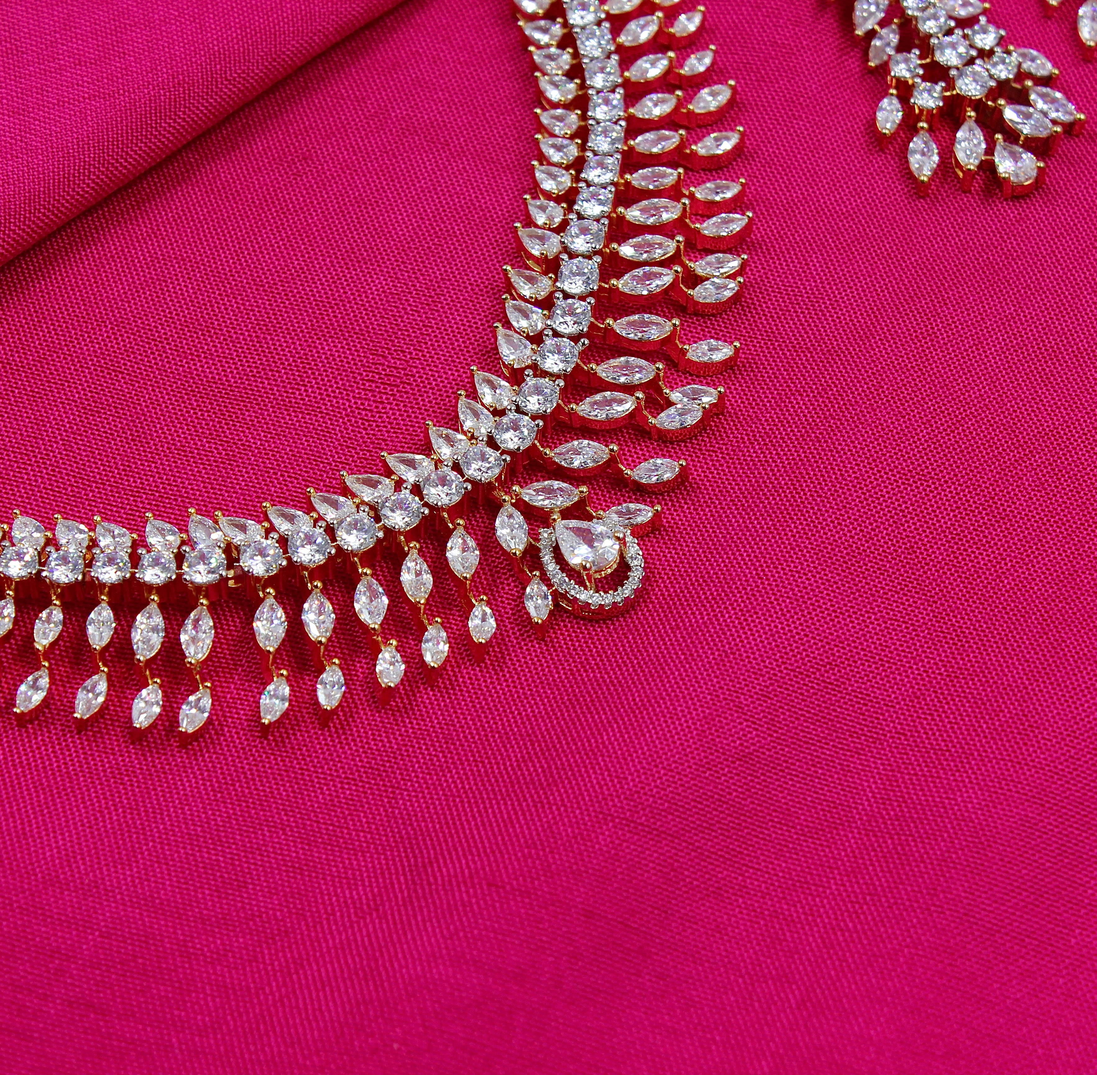 Keya – Cascading Radiance American Diamond Necklace Set