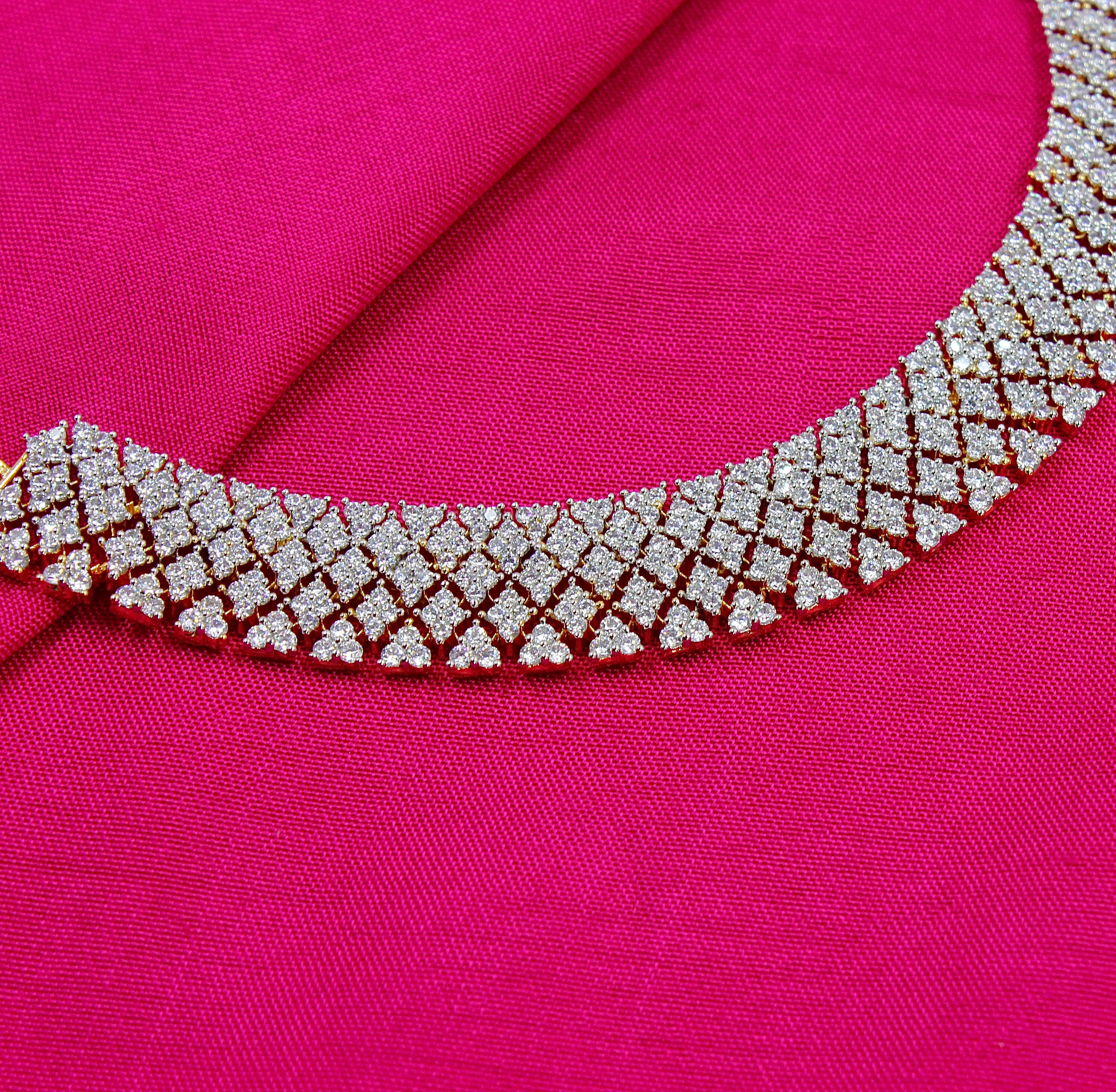 Prisha – Lattice Gleam American Diamond Necklace Set