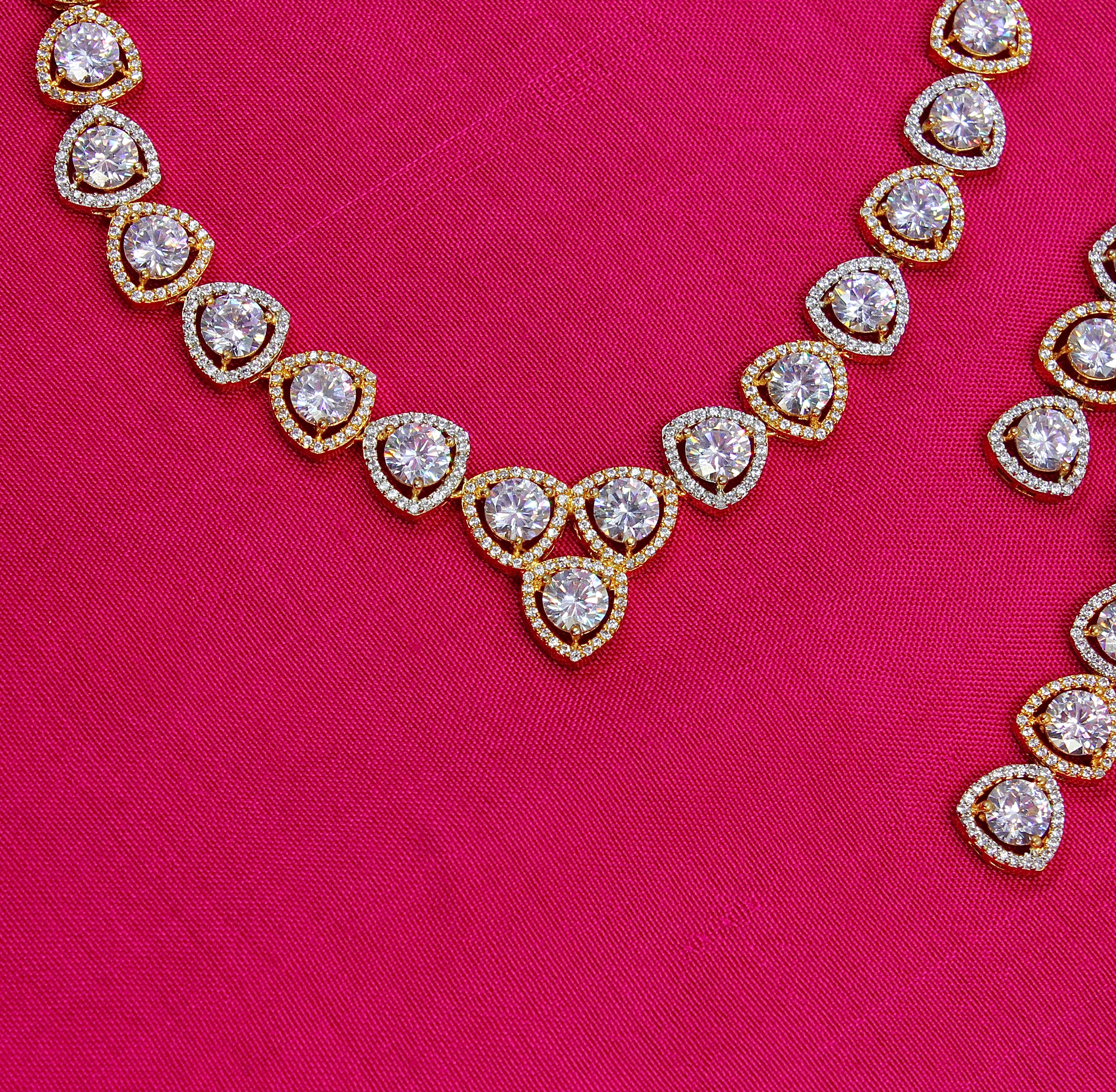 Saanvika – Teardrop Elegance American Diamond Necklace Set