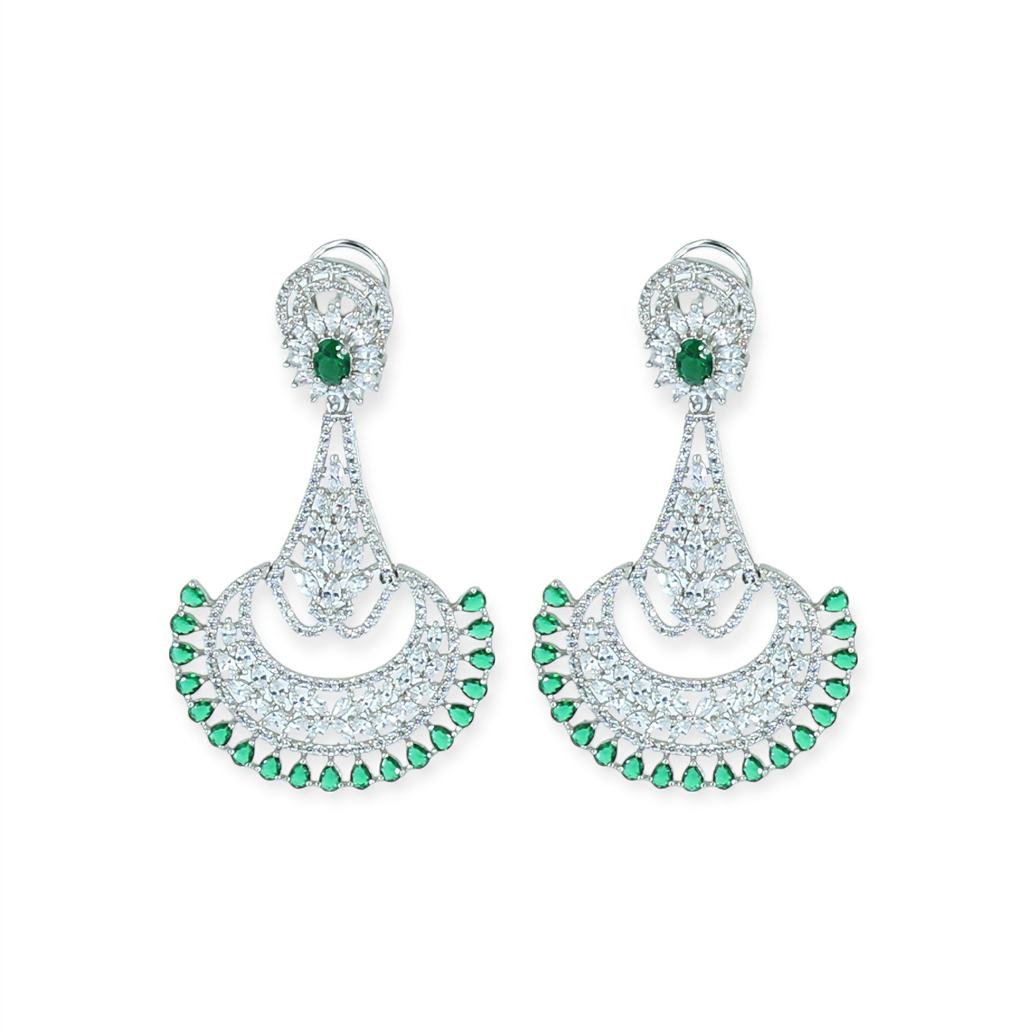 Anvika Emerald Crescent Earrings