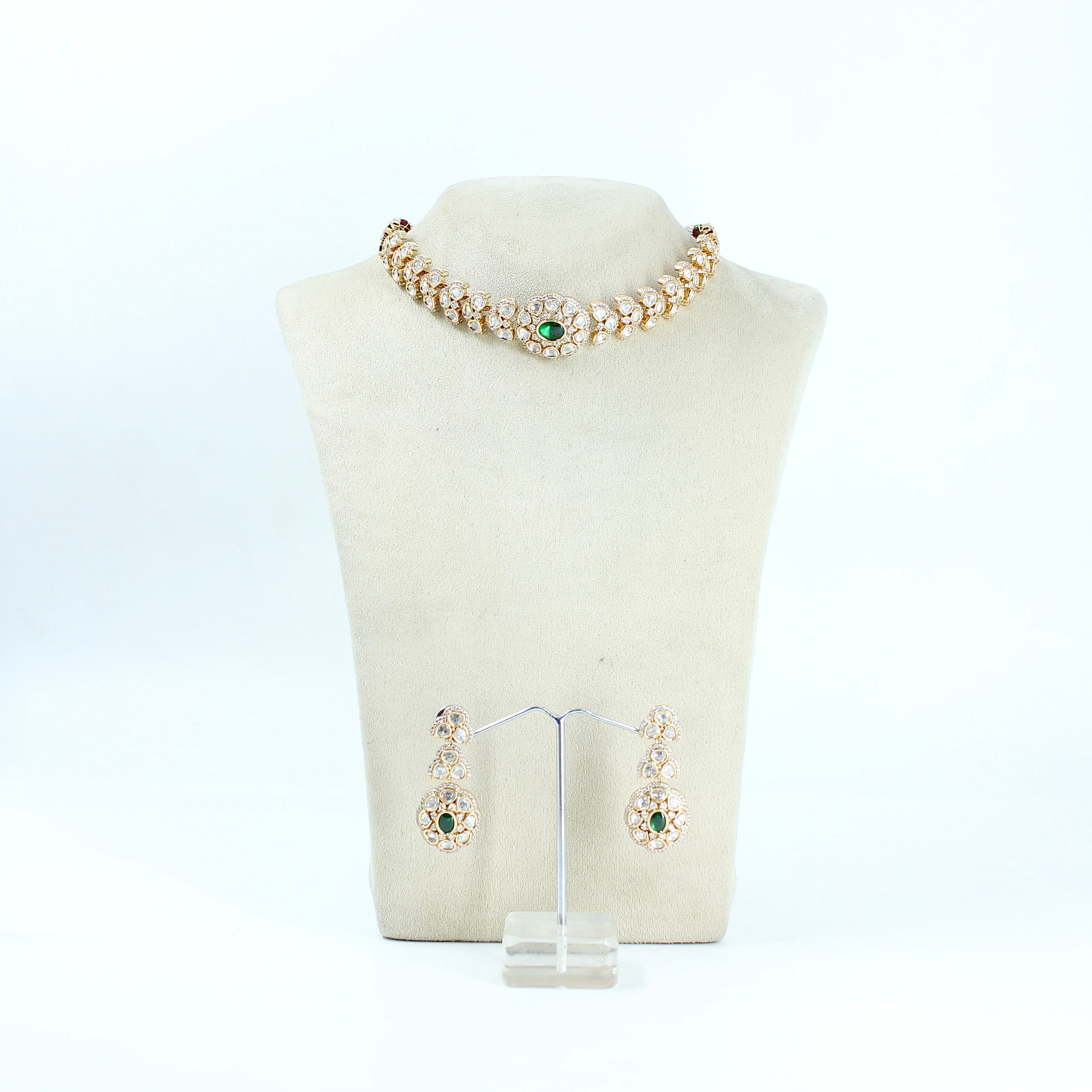 Vireya – Emerald Highlight Polki Choker Set