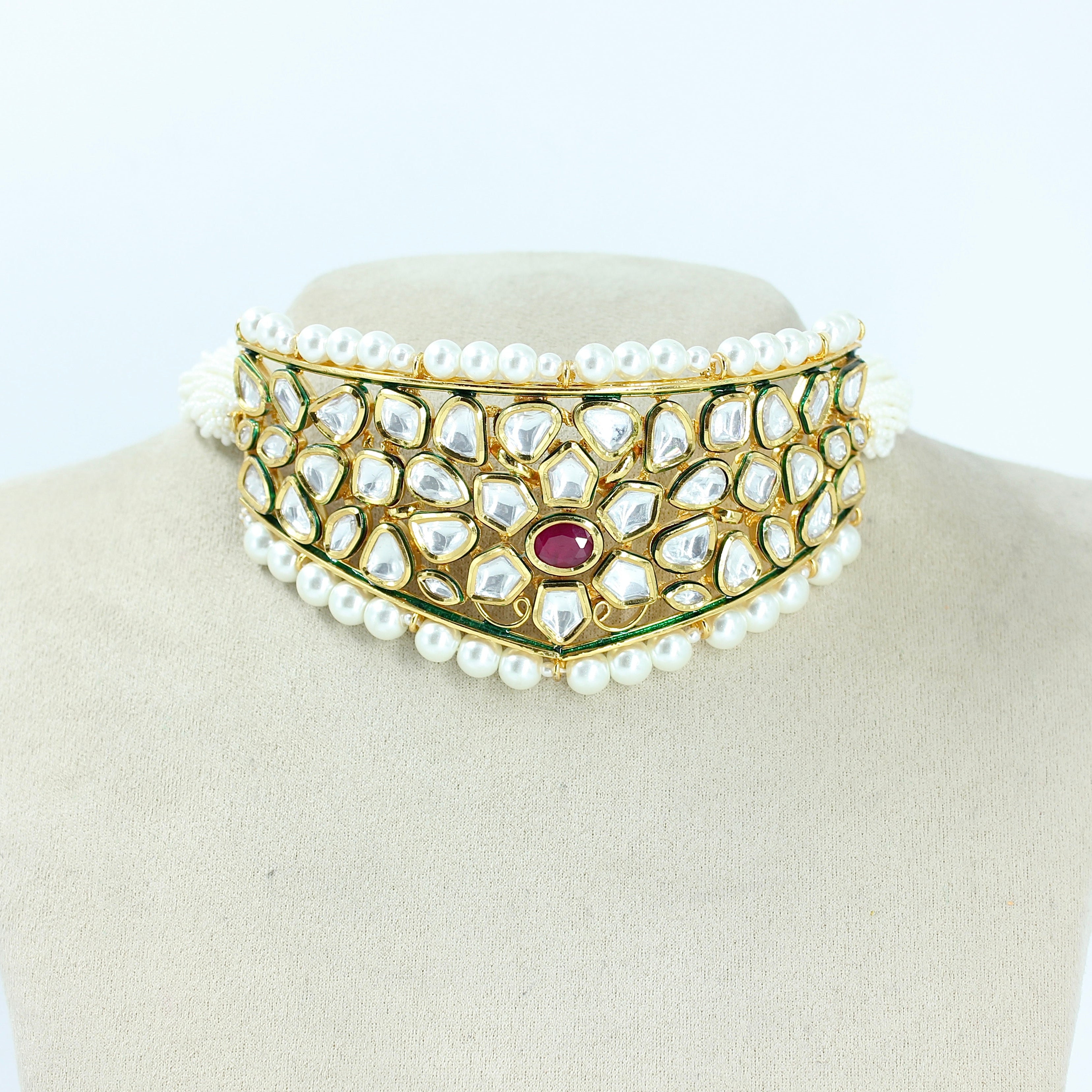 Samaira – Regal Pearl Polki Choker Set