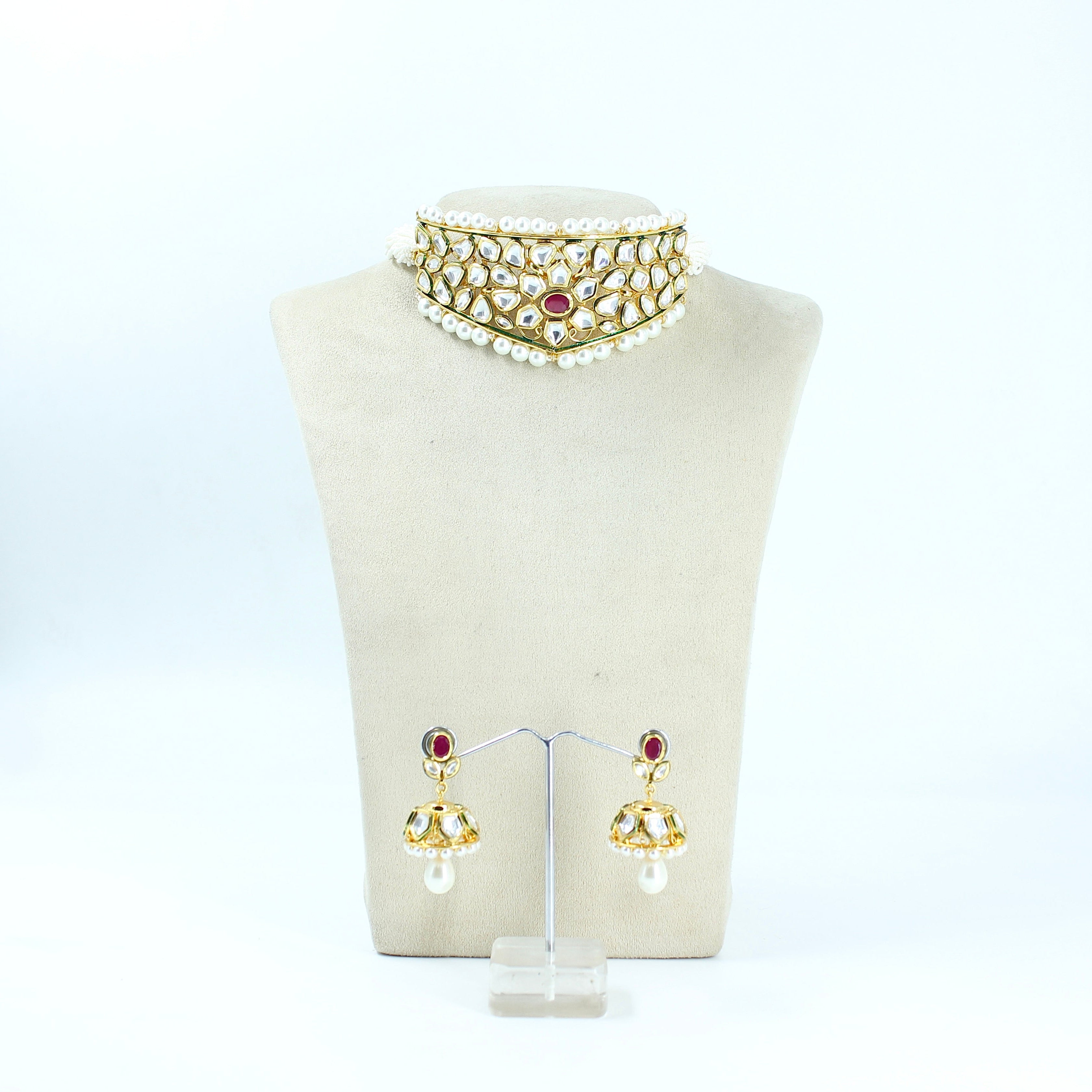 Samaira – Regal Pearl Polki Choker Set